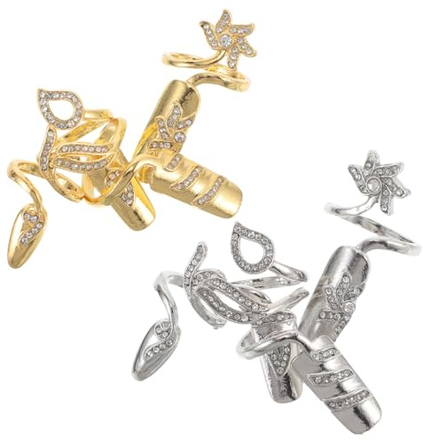 Veemoon 8piezas Anillo para Uñas de Aleación Joyería de Gemas de Imitación para Manicura Única Accesorios para Uñas para Eventos Especiales y Estilismo de Moda