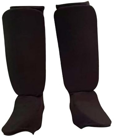 Oshhni Espinilleras con Protección para El Empeine, Equipo de Boxeo, Espinilleras, Protectores de Piernas Y Pies para Kickboxing, Deportes, Negro
