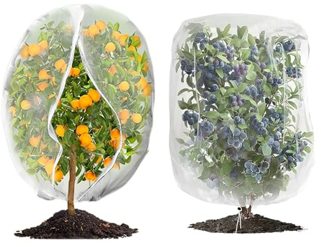 Mineup 2 Pièces Filet Anti Insecte,1 x 1,2 m Filet de Protection Contre Les Insectes, Filet de Protection des Plantes avec cordon de serrage et fermeture éclair pour plantes contre oiseaux, animaux et
