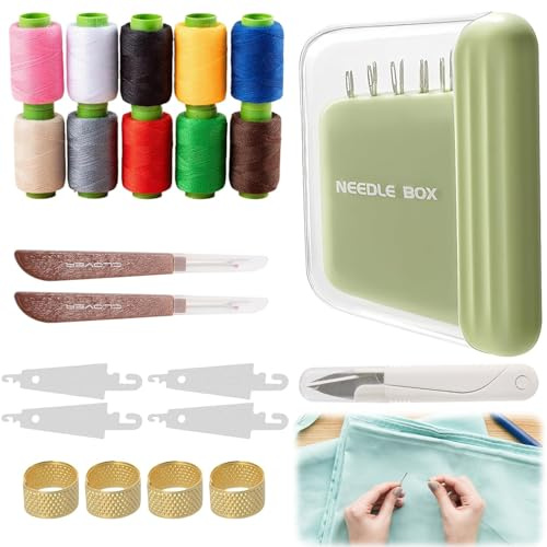 21 PCS Sewing Tool Set | Portable Steel Sewing Needles, Needle and Thread Kit for Home and Emergency Repairs