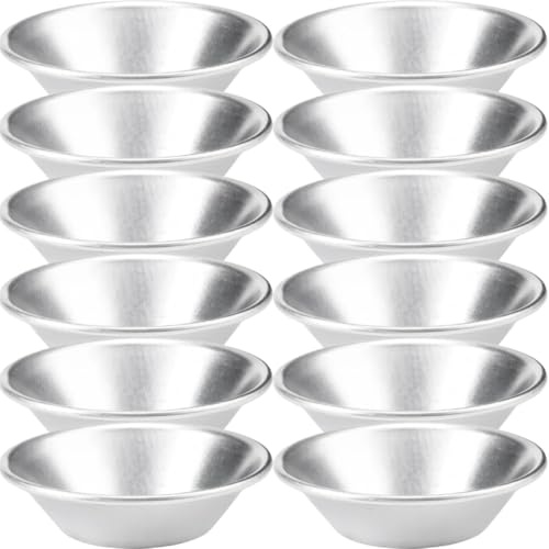 JECOMPRIS 12 Pièces Moules à Tarte Décoratifs Ronds en Aluminium Léger et Réutilisable pour Muffins et Tartelettes, pour Maison et Hôtel