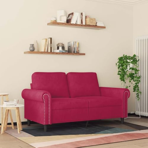 Mimdixy Eckcouch Sofa Couchsofa Küchensofa,2 Sitzer Sofa Weinrot 120 cm Samt,Modern Polstersofa Für Wohnzimmer,Schlafzimmer,Kleinen Raum