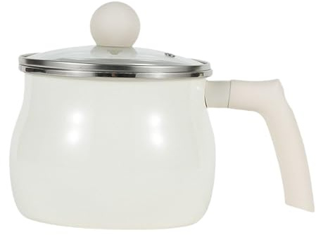 KCHFEVQ Olla Sopera con Tapa Transparente para Cocinar, con Usos Versátiles para El Hogar Al Aire Libre, Blanco, Individual