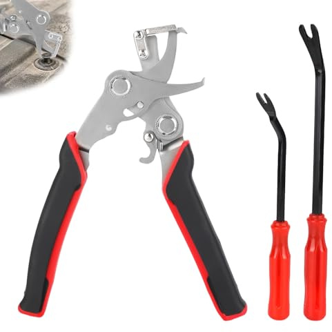 Fukaisu Alicate para Clip Coche con 2uds Extractor Sujeción, Herramienta Extracción Clip Panel para Panel Puerta Interior Tablero Fijaciones Plástico Clips Grapas Remaches Desmontaje