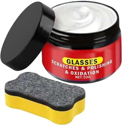 Kratzerentferner für Fenster, 50 g, Entfernung von Detailing, Reinigung | Polierpaste für Autoglas, für Oxidation, Wasserflecken, Vogelkot, Auto, LKW, SUV, Limousine, Haus