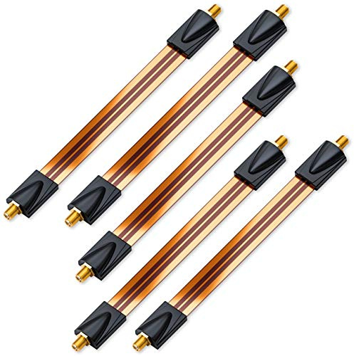 deleyCON Fensterdurchführung SAT Kabel 26cm 17cm flexibel, 5 Stück - Kupfer | für Fenster & Türen, vergoldet, extrem flach, geschirmt und mit Klebepads