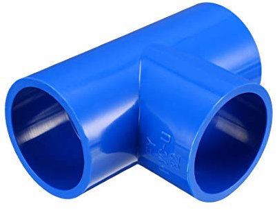 sourcing map 32mm Slip Tee PVC Pipe Fitting T-Shaped Coupling Connector Blue 5 Pcs