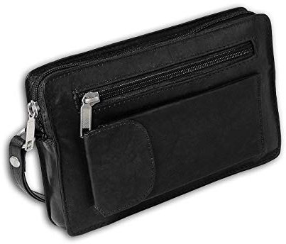 DrachenLeder Herren Geldbörse Handgelenktasche Leder schwarz 20x4x12 D2OTJ502S EIN schönes Geschenk zu Weihnachten, Geburtstag, Valentinstag für den Mann