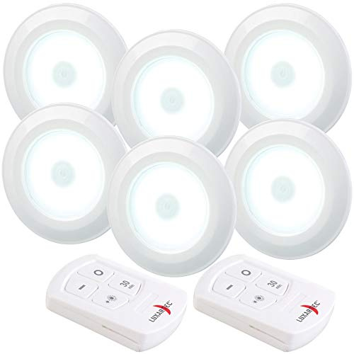 Lunartec Selbstklebende Ledlampen: 6er-Set superhelle COB-LED-Unterbauleuchten, Timer, 120lm, erweiterbar (Unterbauleuchte Küche Batterie, Unterbauleuchte Küche ohne Kabe, Mini)