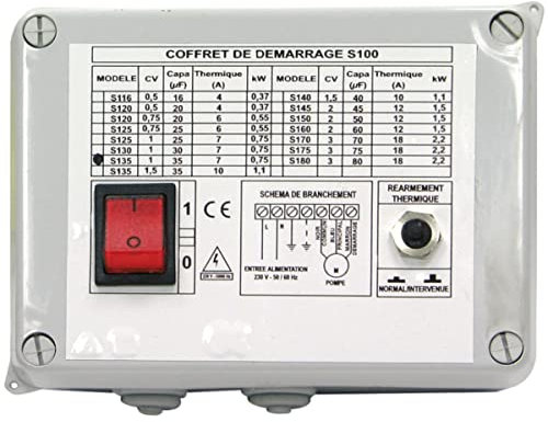 COFFRET DE DEMARRAGE POUR POMPE FORAGE MONO 10,5A RENSON