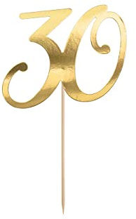 Tårtlock 30, guld, 20,5 cm