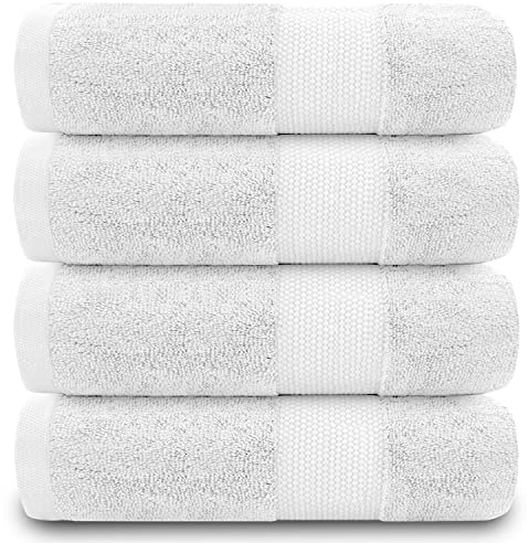 GC GAVENO CAVAILIA 4 Pack Egyptian Cotton Hand Towel, White, 50x85 Cm | 700 GSM, Quick Dry & Highly Absorbent, Machine Washable, Soft Plush, For Home, Spa, Hotel & Beach