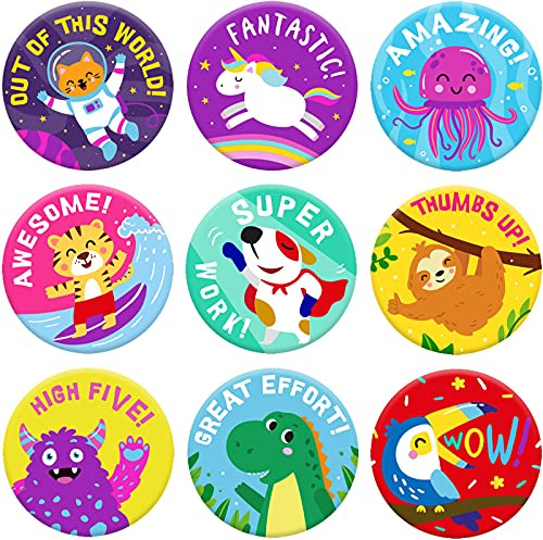 Sweetzer & Orange Reward Stickers for Teachers, 1008 Decals for Kids in 9 Designs, 1 Inch School Tags on Sheets, Classroom Teacher Supplies, Potty Training Badges and Motivational Chart