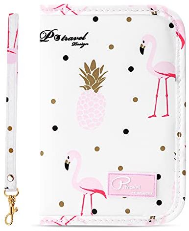 Dizdvizd Carteras para Pasaporte, Funda de Pasaporte para Documentos de Viaje, Pasaporte Familiar Organizador - Flamencos