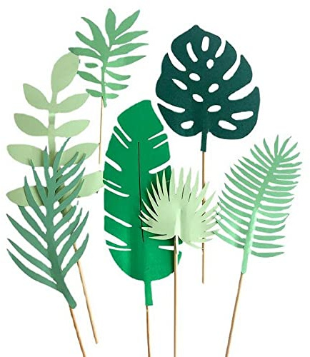 DBOO Lot de 7 décorations pour gâteau de mariage - Feuilles de palmier tropicales