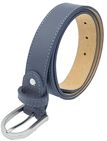 ALEXANDER MILANO Ceinture pour femme en cuir lisse fabriquée en Italie Vera Pelle avec boucle de trou fin pour habiller fille, gris, 95 cm