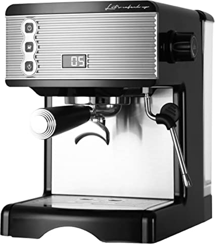 Espresso Coffee Machines Double Cup 2-in-1 Coffee Maker Drip Coffee Machine with Milk Frother Compact Coffee Brewer Multiple Functions for Moka/Cappuccino/Tea for Home & Office,Silver