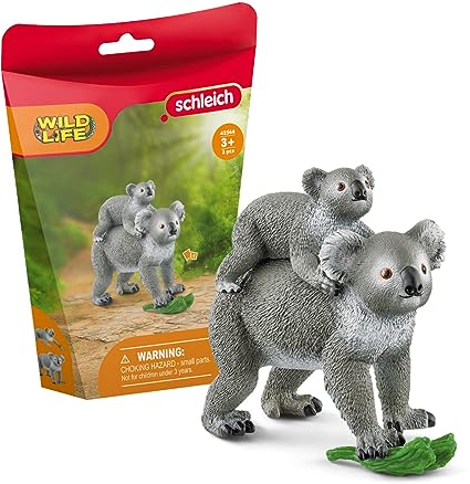 SCHLEICH 42566 Koala Mutter mit Baby, für Kinder ab 3+ Jahren, Wild Life - Spielset, Mehrfarbig