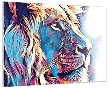 Bilder auf Glas 100x70cm Glasbild Löwe Mähne Märchen Groß Wanddeko Bild im Glas Schlafzimmer Küche Deko Wandbilder Dekoration Wohnzimmer Modern Wall Decor Glasdruck Wand Kunstdruck Art GAA100x70-4713
