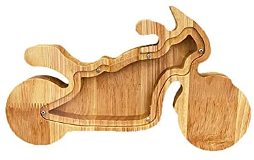 JMAHM Tirelire en bois en forme d'animal pour enfants et adultes - Cadeau d'anniversaire - Décoration de la maison (couleur moto)