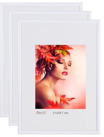 IDEAL TREND 2er 3er 5er Pack Bilderrahmen Kunststoff Lifestyle Foto Rahmen Collage KYOTO: Farbe: 3er Pack Weiss | Format: 40x50