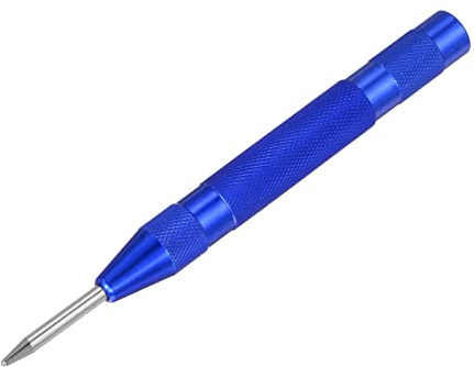 sourcing map Automatic Center Punch, 5-Inch Spring-Loaded Center Hole Puncher Marker Hand Tool Adjustable Blue for Wood Metal Plastic