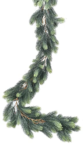Gomat 6Ft Christmas Pine Garland, Christmas Greenery Garlands Realistic Cedar Artificial Cypress Garland for Holiday Mantel Fireplace Table Centerpiece Decor