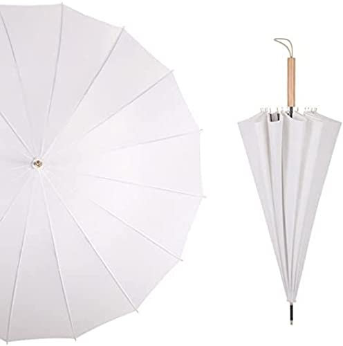 Winddichter Regenschirm, Windabweisend, Große Golfschirme Für Erwachsene, Männer, Frauen, Klassischer Holzgriff, Schnell Trocknend, Stark, 16 Rippen, Reisen, 105 Cm, Sonnenschutz, UV-Schutz, Doppe