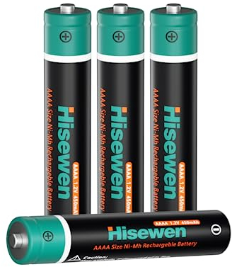 Pile AAAA, Hisewen 4pcs Rechargeable NI-Mh AAAA Pile for Stylet, Surface Stylo, Bluetooth Keyboard, Sonic Toothbrush, Stylo Touchscreen and Google pixebook Stylo.