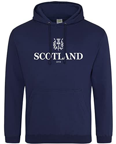 Hoodie de rugby écossais pour homme avec chardon écossais et support des Nations, bleu marine, XXL