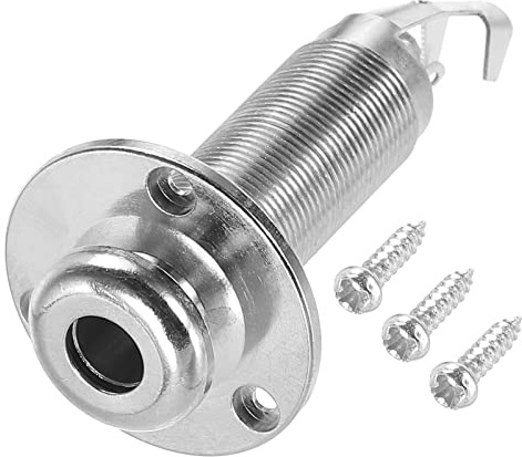 sourcing map 12mm(1/2 Zoll) Akustik Gitarre Bass Mono Endpin Buchse Ausgang Jack Riemen Knopfleiste Steckdose für Akustikgitarren und Bass Silber