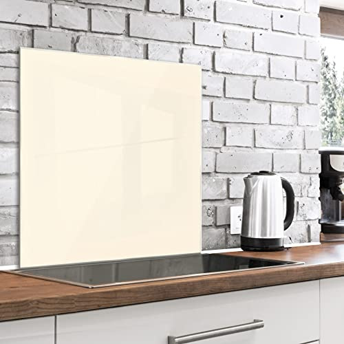 murando Spritzschutz Glas für Küche 60x60 cm Küchenrückwand Küchenspritzschutz Fliesenschutz Glasbild Dekoglas Küchenspiegel Glasrückwand Creme f-A-10143-aq-a