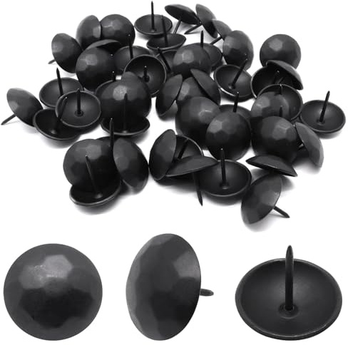 YuGtcen 50pcs Big Upholstery Tacks, Decorative Nails Thumb Tacks Metal Upholstery Nails for Wood Upholstery Pins Vintage Furniture Tacks (25x23mm, Matte Black)