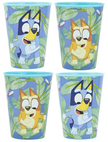 Golddunes 4pc Cups 260ml Cartoon Character Drinking Party Pack, Tumbler Re-Usable Plastic (Bluey)