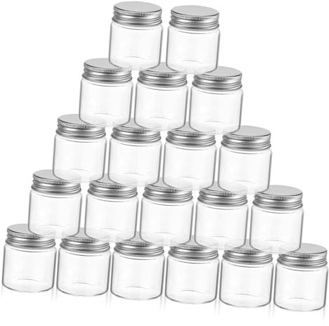 UTHCLO 20pcs Mini Glass Jars Sealed Lids 50ml Small Glass Containers Food Storage Kitchen Jars for Spices and Preserves
