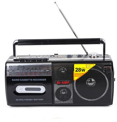 BDJSN Bluetooth Retro Boombox, Cassette Player AM/FM 4 Shortwave Radio, Portable USB/Micro SD Wireless Streaming, Tape Player Recorder For Family Gathering Travel