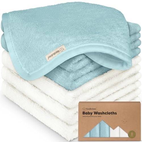 6-pack baby tvättlappar – mjuk absorberande viskos från bambu tvättlappar för ansikte, kropp, babyhanddukar för nyfödda, barn, småbarn, spädbarn, skonsam mot känslig hud, 10 x 10 återanvändbara