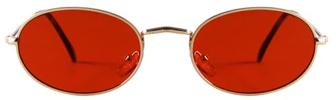 Laurinny Retro Oval Sonnenbrille für Damen Herren 90er Vintage Ovale Hippie Brille für Männer Frauen Metallrahmen Runde Sonnenbrillen