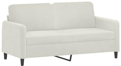 vidaXL Sofa 2-Sitzer, Loungesofa Couch mit Armlehnen Rückenkissen, Wohnzimmersofa Designsofa mit Metallgestell, Sitzmöbel Zweisitzer, Creme Samt