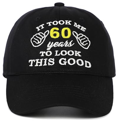 NOEMIN 60. 65. 70. 75. 80. urodziny prezenty dla mężczyzn taty - Happy Funny Birthday Ideas Decoration Presents Baseball Cap Hat, Czarny-60 lat, Rozmiar uniwersalny