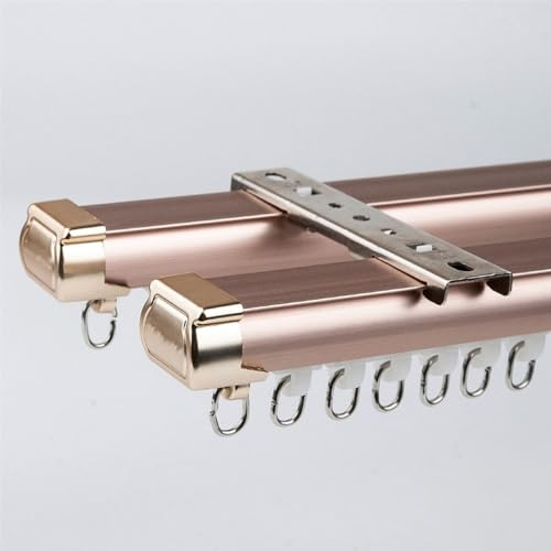 Gardinenleisten 2-läufig 1-6 m Vorhangschiene Schwerlast-Vorhangstange Decken- oder Wandmontage Vorhangschiene Aluminium Gardinenschiene für Raumteiler (Color : Pink-Ceiling, Size : 2.8m(2 * 1.4m))
