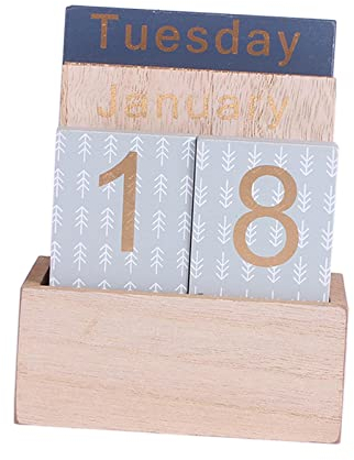 Duiaynke Kreativer Kalender, ewiger Holzstil für Schlafzimmer, Büro, Dekor (D)