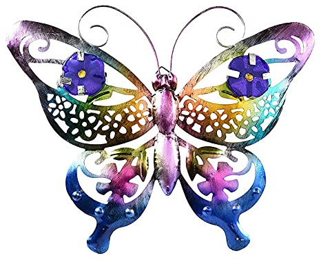 BIANBHUO Statue Dekoration Gartendekoration Zubehör Schmetterling Außendekoration Schmetterling Glas Metallzaun Gartendekorationen Gartenskulptur Ornamente