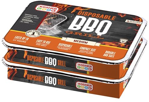 The Kosher Cook Disposable Charcoal Grill - Ready To Use Portable Bbq Grill - Easy To Light Portable Charcoal Grill Kosher - 2 Pack