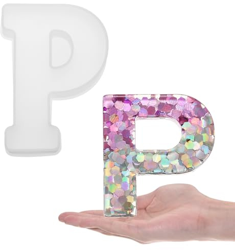 QUARKZMAN Grande Lettera P in Resina Modellata 6 3D Alfabeto Maiuscolo in Silicone per Arte Segnaletica Artigianato Fai Da Te Decorazione Feste Casa Candele Cera Artigianato Sapone