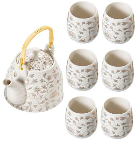 Cabilock Juego De Tazas De Porcelana Tetera Servicio De Té Tetera De Cerámica De Gran Capacidad De 950 Ml Tazas para Beber Té