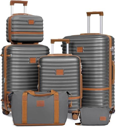 Joyway Juego 6 Maletas ABS, TSA, Ruedas 360°, Bandolera y Bolsa de Viaje