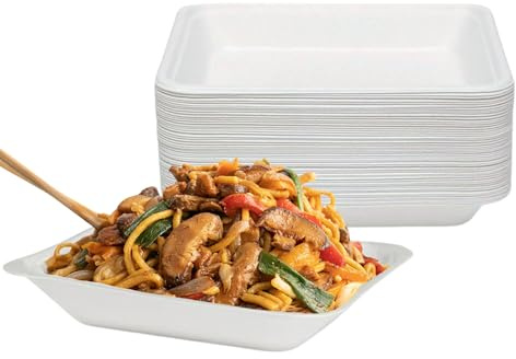 CaterCo Disposable Bagasse Food Tray - 7 x 5 inch Open Chip Trays (100 Pack), Biodegradable Sugarcane, Compostable, Eco-Friendly, Takeaway, For Serving Chips - 100 Pack - 7x5 Inch Open Tray