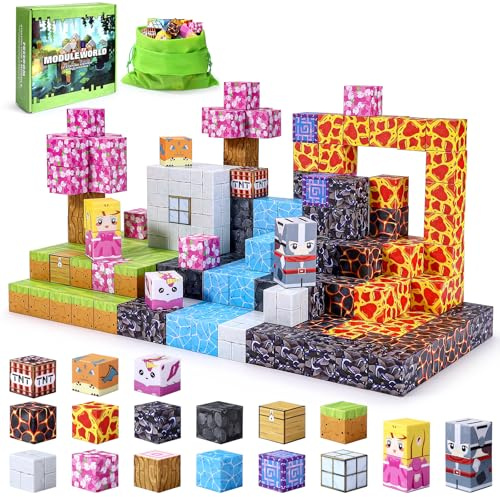 Mexgcom Magnetische Bausteine, 84 Stück Magnetic Building Zauberportal Set, Magnetische Bausteine Spielzeug Kinder, Magnetische Kleinkindspielzeug Spielzeug für Jungen und Mädchen ab 3 Jahren