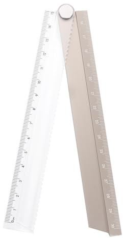 sourcing map Righello pieghevole dritto 30 cm in lega di alluminio goniometro pieghevole righello angolare geometrico strumento di misurazione per architetti artisti ufficio, tono oro
